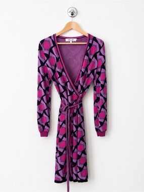 DIANE VON FURSTENBURG Alexio Mod Print Wrap Dress Size MED